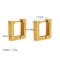 Detail view of 18k gold stainless steel square hoop earrings with 11mm dimensions - Gold Square Hoop (TE6028-11-11)