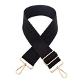 Adjustable wide black replacement bag strap with woven geometric pattern and gold hardware - Gold Buckle / Black