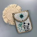 Sac bandoulière fait main en perles avec motif panda et chaîne dorée élégante - Panda Blanc