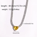 Detailed size specifications for heart pendant necklace with dimensions and weight info - Silver Yellow Zirconia Heart