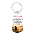 Stainless steel keychain for daughter with father and daughter silhouette and message - CW0044 Dad Silhouette Message