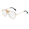 Golden aviator glasses with transparent lenses and a detailed metal bee ornament - Gold Frame Transparent