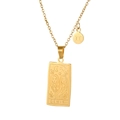 Detailed macro view of the gold Gemini tarot pendant with zodiac engraving and round charm - Gemini - Gold (ZJ3807)