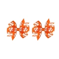 Set of two orange baseball print ribbon hair clips with hexagonal knots for kids - Orange Baseball