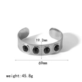 Polished silver-tone textured cuff bracelet with four black oval resin gemstones - Silver Wide Gemstone Bangle (TB7074-S) / Silver