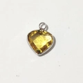 Yellow heart-shaped birthstone pendant with silver metal border for DIY jewelry - Silver-November