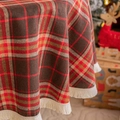 Red plaid tablecloth with beige tassels for Christmas party atmosphere decoration - British Red Plaid (Square)