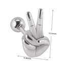 Silver stainless steel ear stud with heart gesture design and precise dimensions - Victory Gesture