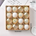 Set di 16 palline di Natale bianco caldo 6cm con perle e ornamenti glitterati oro - Bianco