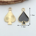 Golden and black enamel spade pendants for DIY jewelry making, 1.9cm height size - Black Spade【1.3CM×1.9CM】