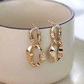 Golden double-loop geometric earrings with hammered texture and modern metal finish - Golden Irregular Double Ring Earrings