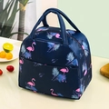 Geïsoleerde blauwe lunchtas met flamingo-print en dikke aluminiumfolie voering - Marine Flamingo