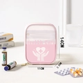 Pink portable medical organizer bag with Health Care logo in 14cm x 11cm size - Small / Transparent Pink