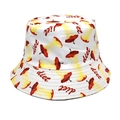 Cappello a secchiello bianco con stampe di mele e testo diet su sfondo neutro - M (56-58cm) / Stampa Diet Torsolo di Mela Disegnata a Mano (Bianco)