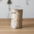 Natural birch wood candle holder variant with bark texture, 8cm diameter and 15cm height - Birch Wood Candle Holder 15cm