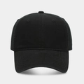 Detalle de gorra de béisbol de sarga de algodón negro de calidad con visera curva clásica - Ajustable / Negro