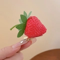 Grappige realistische aardbei haarclip met levendig rood fruit en groene bladeren design - 1# Aardbei