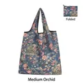 Borsa spesa pieghevole con motivo a orchidee blu e uccelli, taglia media - Medio - Orchidea