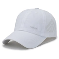 White quick-dry baseball cap with laser-cut side vents and fashion lettering - White