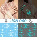 Luminous crescent moon and lotus tattoo sticker JSN-069 glowing blue in the dark - JSN-069 (Decorative Moon Lines)