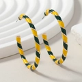 Modern gold hoop earrings featuring yellow and dark green spiral enamel textures - Eco-friendly Green and Yellow in KC Gold