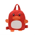 Toddler kindergarten backpack featuring a cute red cartoon duck design for girls - Red