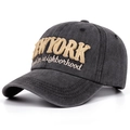 Berretto da baseball vintage lavato antracite con ricamo 3D New York Brooklyn - Regolabile / Nero