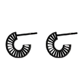 Minimalist black C-shaped sunburst earrings with 18K gold plating and industrial style - Geometric Black