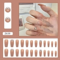 Caramel gradient chestnut brown press-on nails with sparkling rhinestones Z639 - Z639 Sparkling Square Rhinestone Style