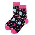 Chaussettes femme en coton contrastées noir et rose avec motifs de bonbons colorés - 36-43 / Bonbon Noir (3957C)
