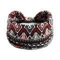 Böhmisches Yoga-Haarband mit rot-schwarzem Geometriemuster und elastischem Bund - Rot Schwarz Weiß Geometrisches Totem (#152)
