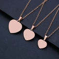 Three rose gold stainless steel heart pendants in small medium and large sizes - 16mm Heart + 2mm Flat Cross Chain (45+5cm) / Rose Gold