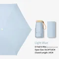 Light blue 6-fold mini sun umbrella with storage pouch, ultra-light and portable - 6-Fold 6-Bone Black Glue Light Blue