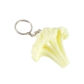 Realistic artificial cauliflower keychain in cream white with a silver metal ring - Cauliflower-Keychain