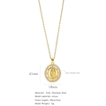 Collar medalla Virgen María de acero 316L con circonitas y medidas del colgante - Estilo Virgen María Ovalado Clásico (HN0078G03)