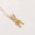 Collana con ciondolo a coniglio scintillante con zirconi bianchi placcata oro 14K - Grande Coniglio Dorato