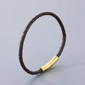 Bracelet en cuir tressé marron foncé avec fermoir magnétique en acier inoxydable doré - Style B-3.5mm Cordon Marron-Fermoir Or-Bracelet