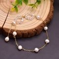 Handmade baroque pearl bracelet with faceted crystals on a golden metal chain - 925 Sterling Silver Pearl Bracelet