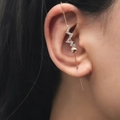 Gold lightning ear crawler with sparkling zircons and heart accent on the earlobe - Lightning Style (DZ-709)