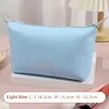 Light blue waterproof PU leather cosmetic bag with LOVE print and zipper closure - Sky Blue