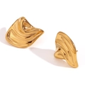 Orecchini a perno minimalisti in acciaio inox placcati oro 18K con trama irregolare - Oro