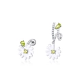 Orecchini a margherita in argento S925 asimmetrici con smalto bianco e zircone giallo - Orecchini (Peridoto) / Argento 925