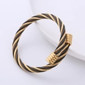 Classic minimalist stainless steel cable twist open bracelet in black and gold finish - Black and Gold