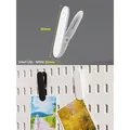 White pegboard shelf clip hook for office storage organizer, measuring sixty by twenty mm - Mini Metal Clips - White