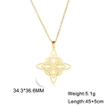 Collar con colgante de nudo céltico hueco en acero inoxidable dorado con cadena larga - Dorado