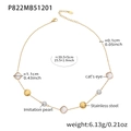Dettagli della collana placcata oro 18K con occhio di gatto, perle e misure - Oro Pietra Occhio di Gatto Bianca