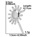 Detailed size specifications for silver sunflower earrings in 304 stainless steel - Sun Flower Shape (D21) / Silver