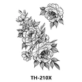Waterproof temporary tattoo sticker with black and white floral design model TH-210X - Th-210 / 210*148mm