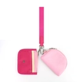 Pochette da polso rosa multifunzione con porta carte e mini borsellino su cinturino - Versione Slot per Schede Rosa Fucsia + Rosa