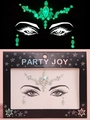 Glow-in-the-dark face jewel stickers for music festivals with holographic rhinestones - YG-026